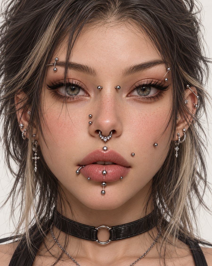 Piercing map on the face
