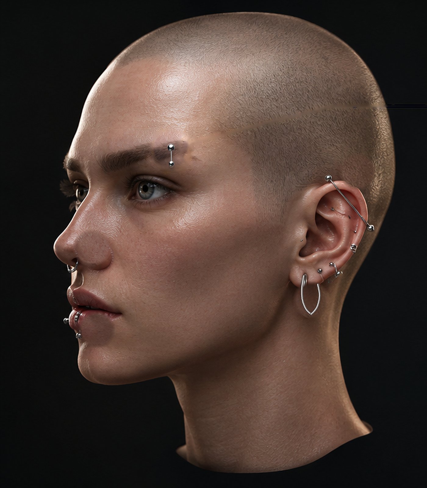Head with piercings: tap a spot
